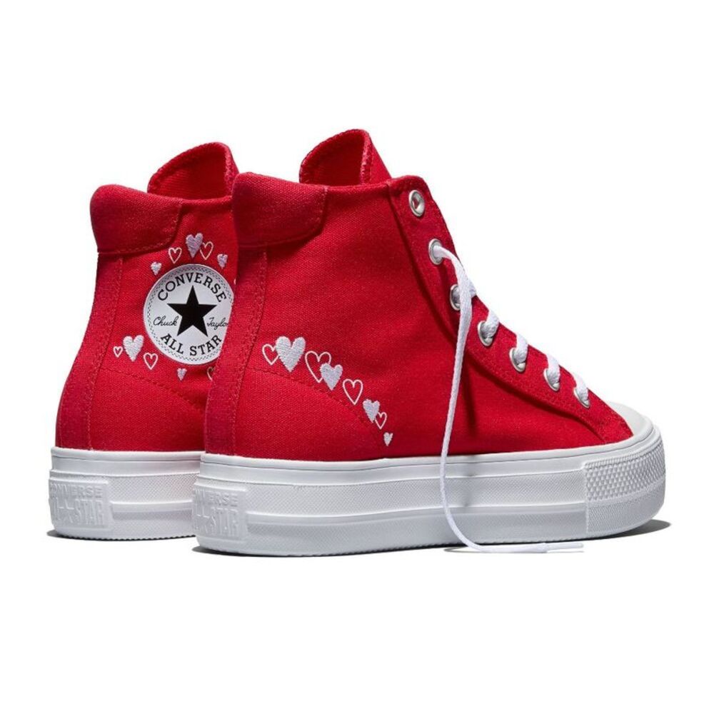 Converse -  Women's Platform High Top Sneakers - Red  Red - Picture 5 of 6